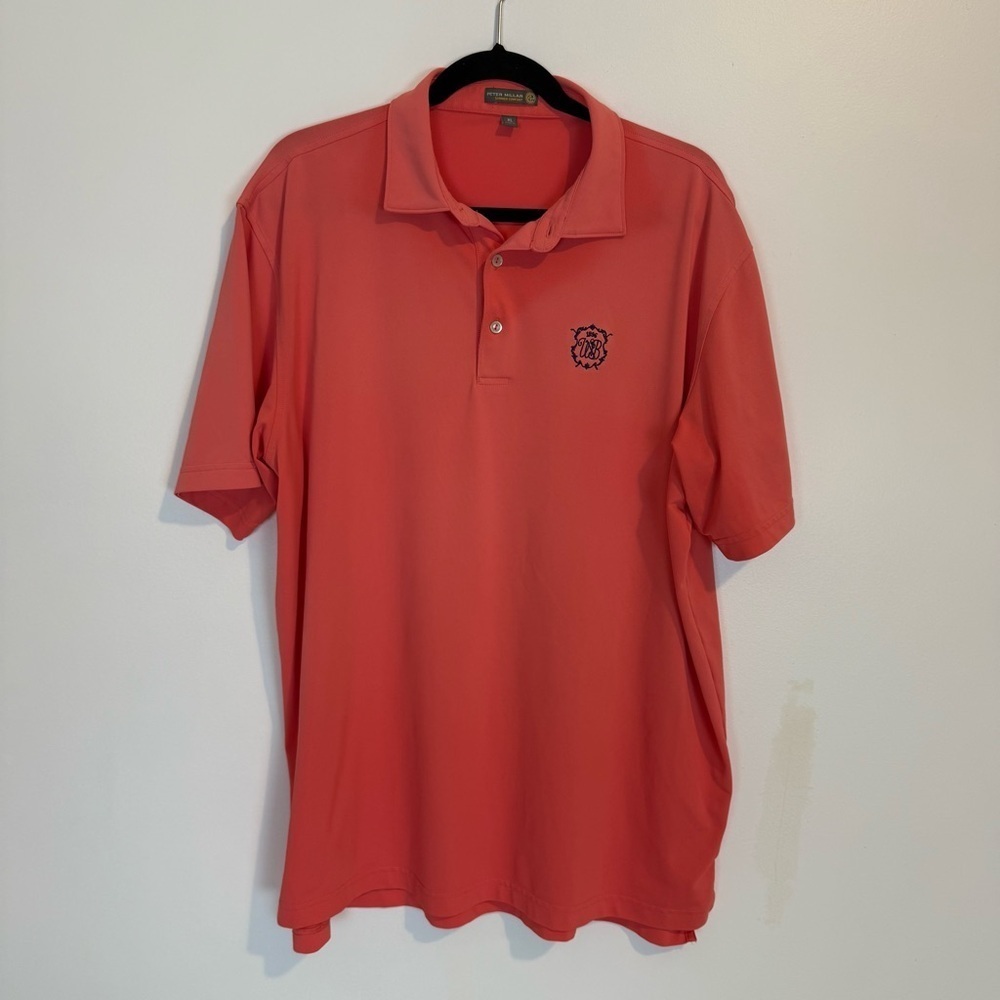 Peter Millar Summer Comfort Men's Short Sleeve Polo Shirt Salmon Pink Size XL